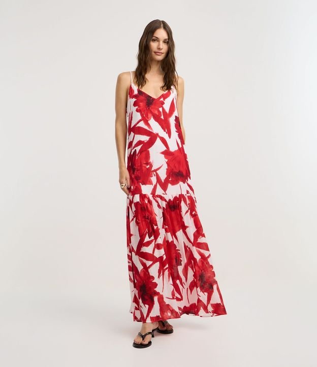 Vestido Evasê Largo en Viscosa con Estampado Floral