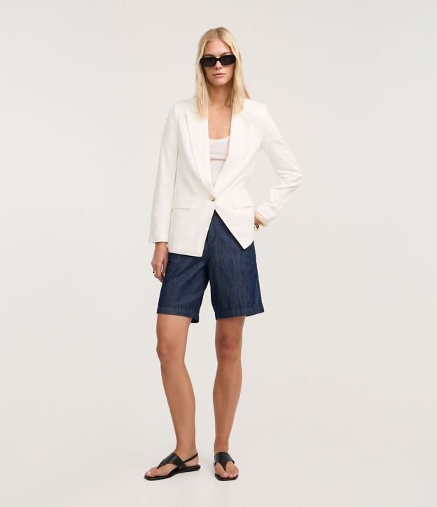 Bermuda Cintura Alta en Jeans con Cintura Sastre