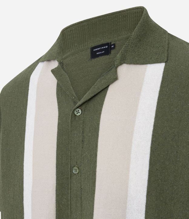 Camisa Regular en Punto Leve con Rayas Contrastantes 7