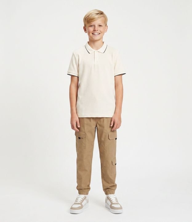 Pantalón Slim Infantil en Sarga RipStop con Bolsillos Cargo - Talle 5 a 14