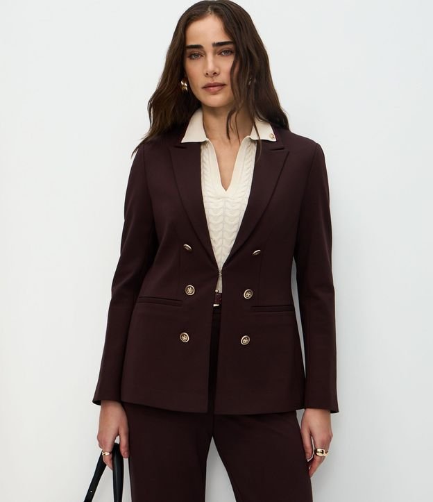 Blazer en Punto Roma Sastrería con Botones Escudo