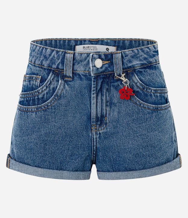 Short Slim Cintura Alta en Jeans con Colgante Floral 6