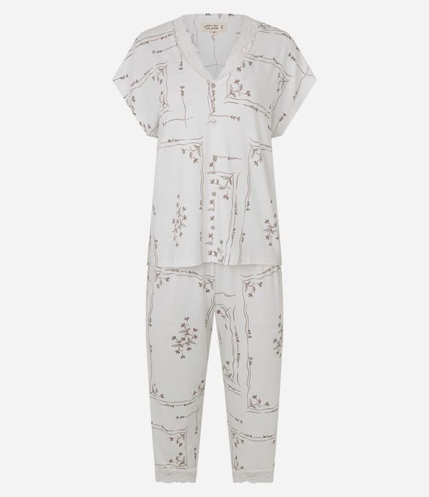 Pijama Capri Peach Touch con Encaje y Estampado Floral 5