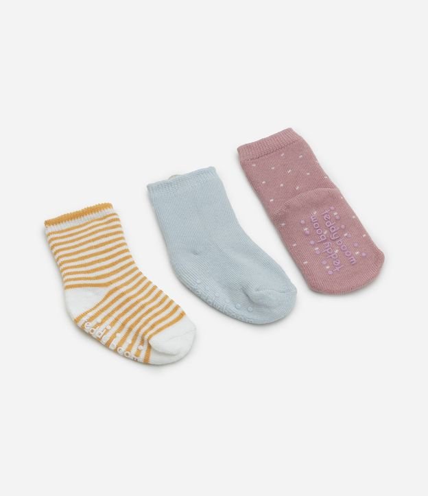Kit 03 Medias Infantiles Estampadas con Antideslizante  - Talle RN a 12 Meses 3
