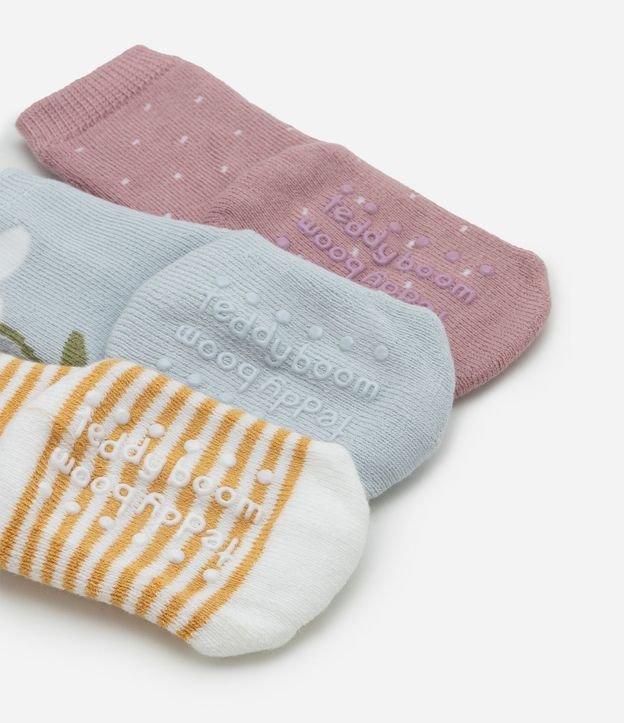 Kit 03 Medias Infantiles Estampadas con Antideslizante  - Talle RN a 12 Meses 4