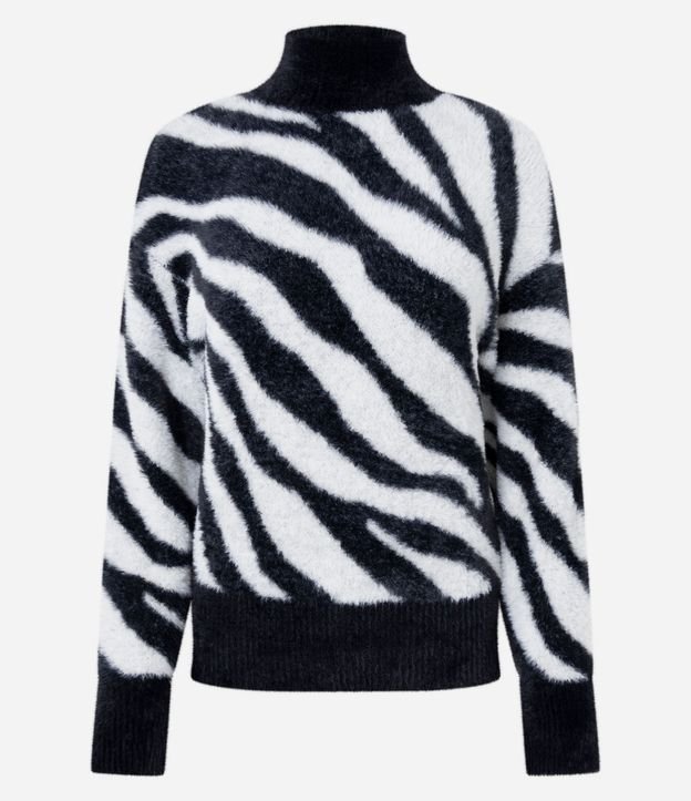 Suéter con Textura Peluciada y Estampa de Animal Print
