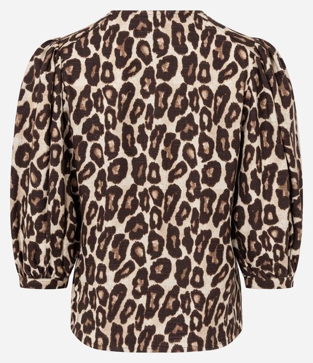 Blusa en Viscolino con Mangas Abullonadas y Estampado Animal Print 6