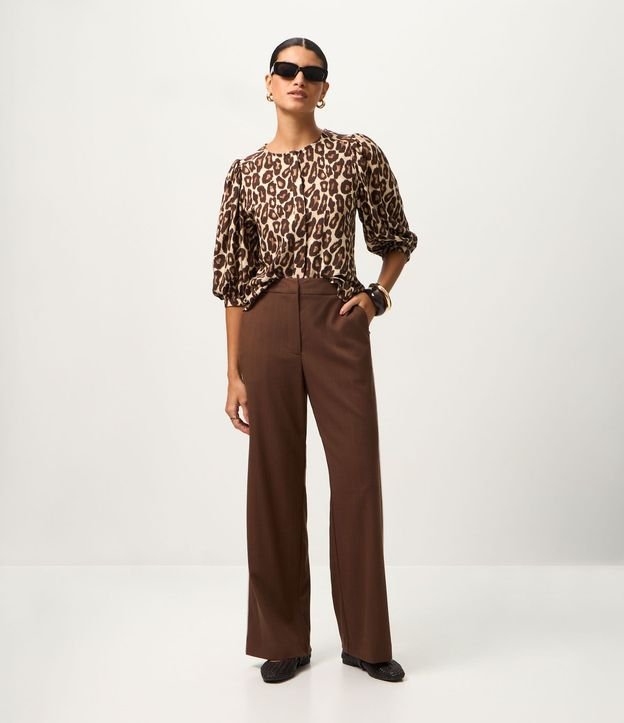 Blusa en Viscolino con Mangas Abullonadas y Estampado Animal Print 2