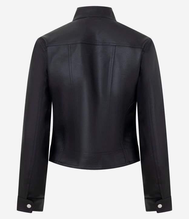 Campera en PU con Cuello Alto y Cremallera Delantera 7
