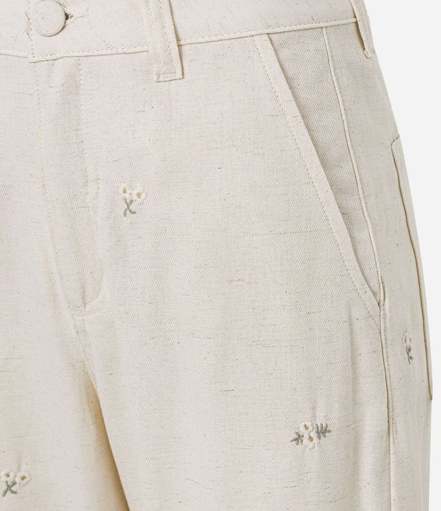 Pantalón Recto Cropped en Algodón con Bordado Floral 7