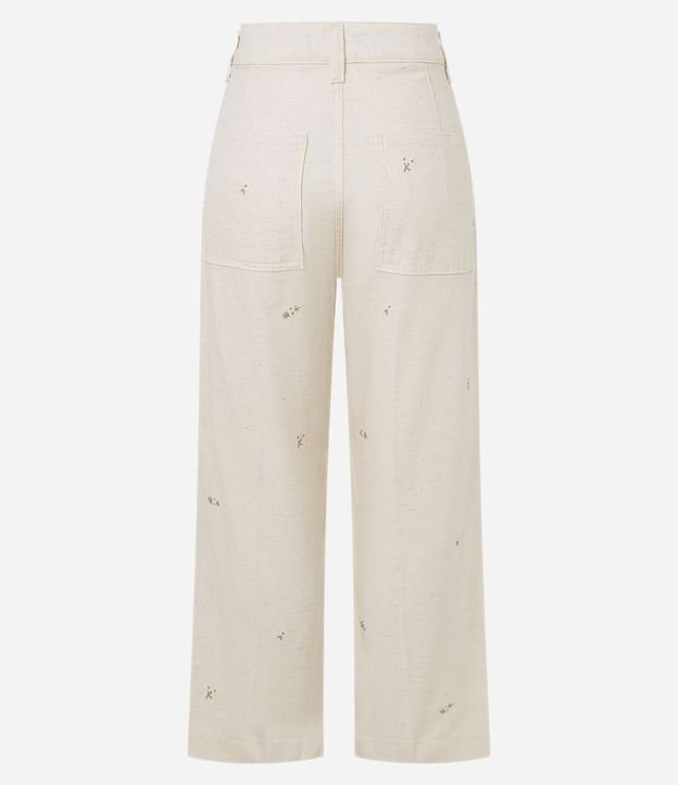 Pantalón Recto Cropped en Algodón con Bordado Floral 8