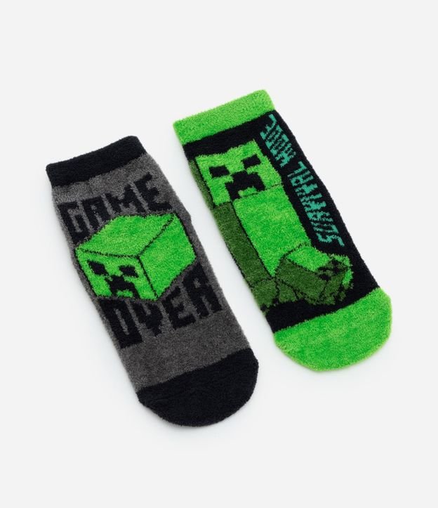 Kit 02 Medias Infantil con Estampado Minecraft – Talle 23 a 38