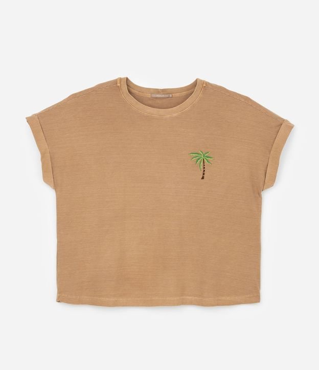 Remera en Algodón Texturizado con Bordado de Palmeras Curve & Plus Size 4