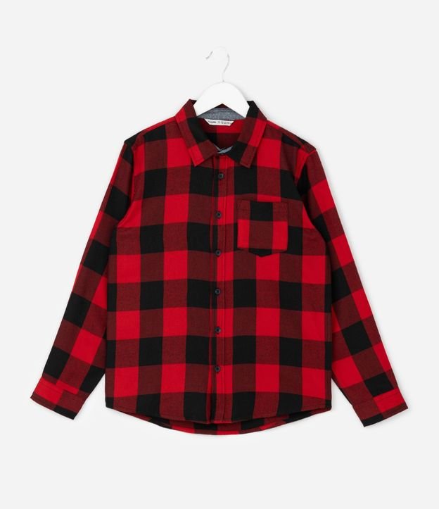 Camisa Infantil en Franela con Estampado de Cuadros – Talle 7 a 14 años