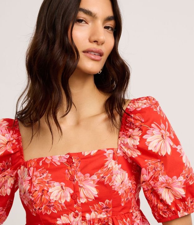 Blusa Peplum Cropped en Tricolina con Estampa Floral 3