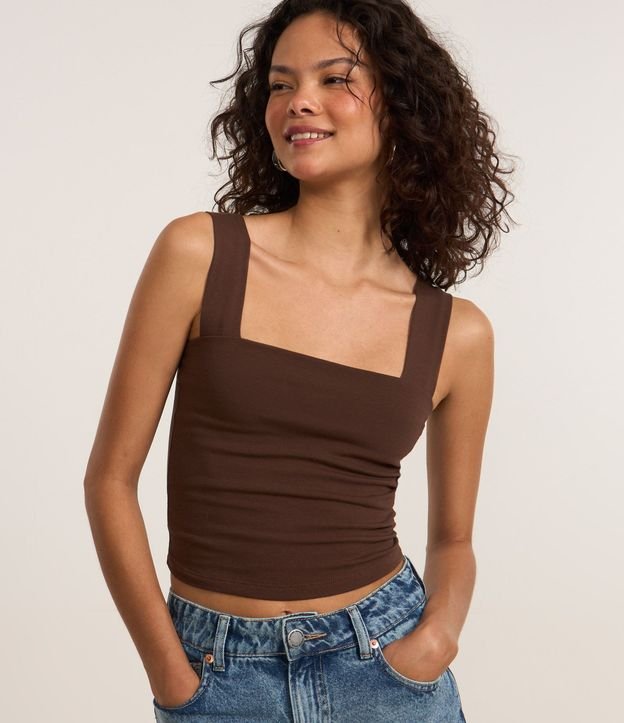 Blusa Musculosa Básica con Escote Cuadrado