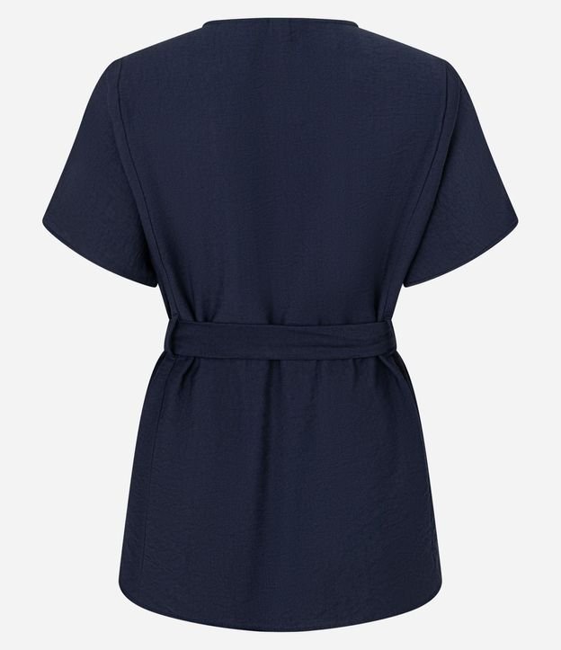 Blusa en Crepé con Escote V y Lazo en la Cintura 7