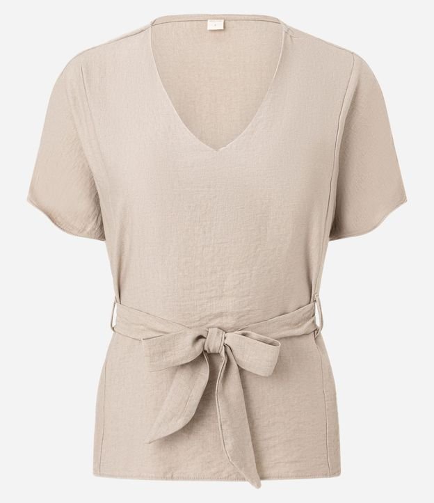 Blusa en Crepé con Escote V y Lazo en la Cintura 5