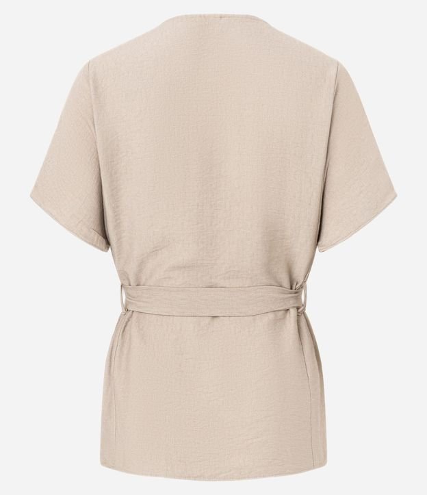 Blusa en Crepé con Escote V y Lazo en la Cintura 6