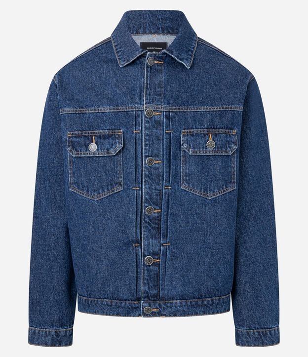 Campera Jeans con Bolsos Delanteros y Costura Marcada 6