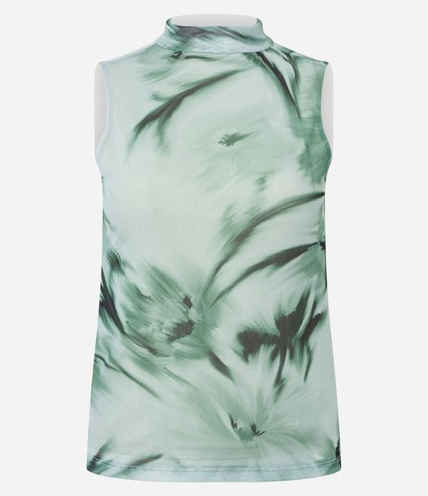 Blusa en Tule con Cuello Alto y Estampa Abstracta 5