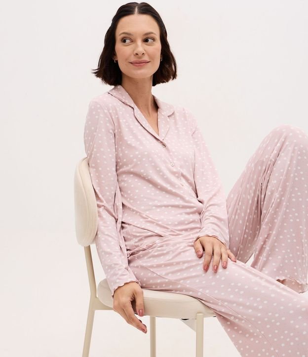 Pijama Americana Largo Peach Touch de Lunares 1