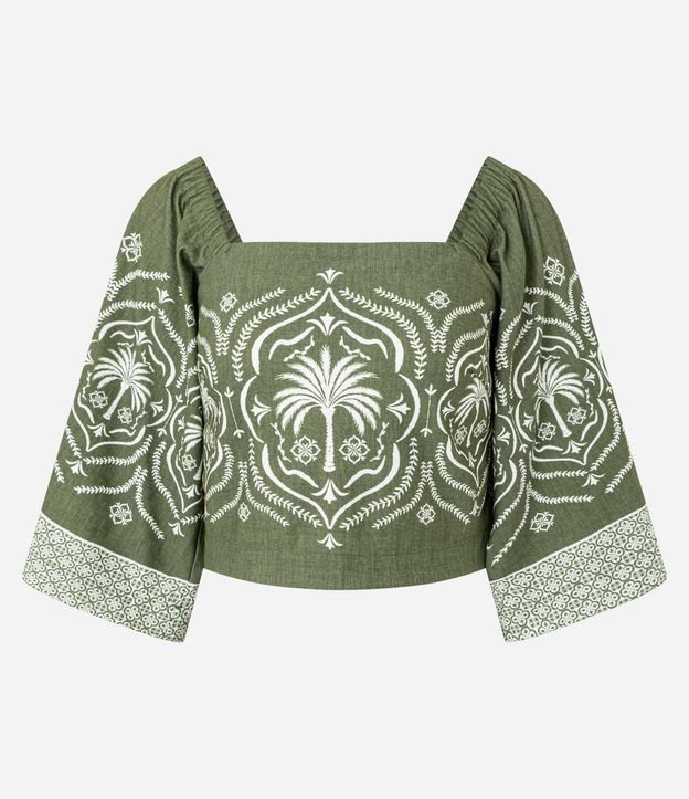 Blusa en Piquet con Manga Evasê y Estampa Arabesco 6