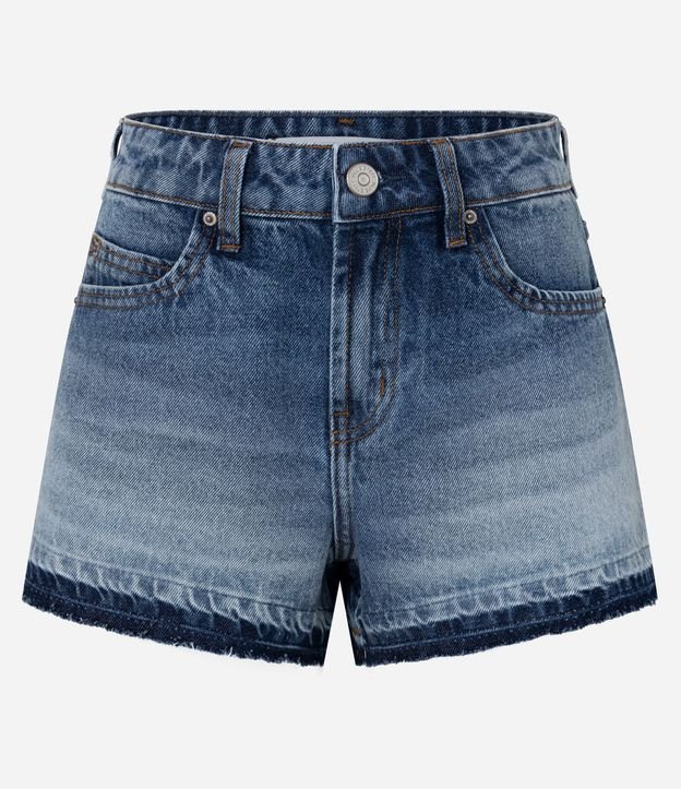 Short Slim en Jeans con Bajo Contrastante Deshecha