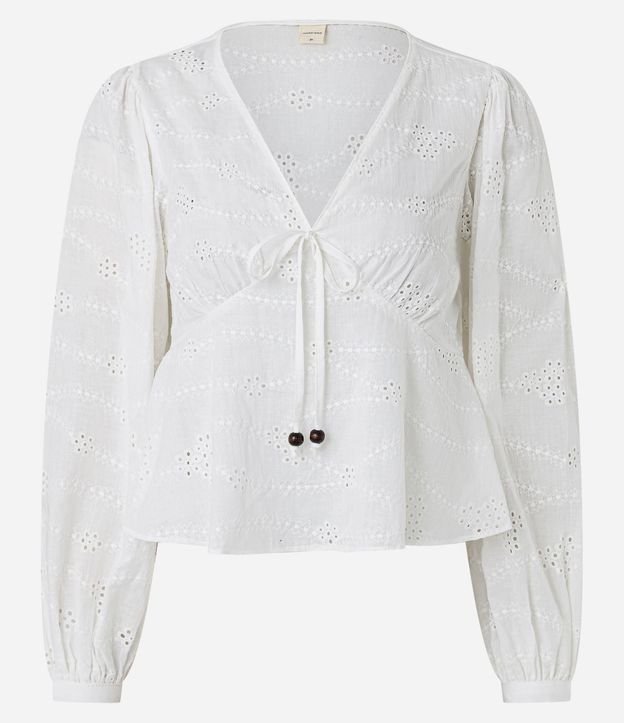 Blusa en Laise con Manga Abullonada y Lazo 7