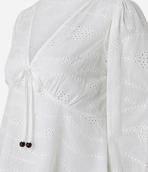 Blusa en Laise con Manga Abullonada y Lazo 8