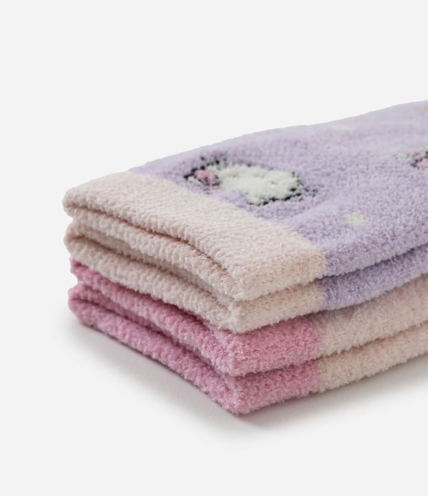 Kit 02 Medias Infantiles en Chenille con Estampado Hello Kitty - Talle 19 a 34 4