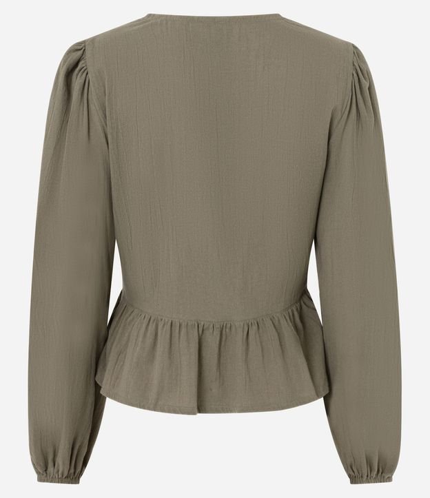 Blusa Bata con Bordado y Lazo Delantero 7