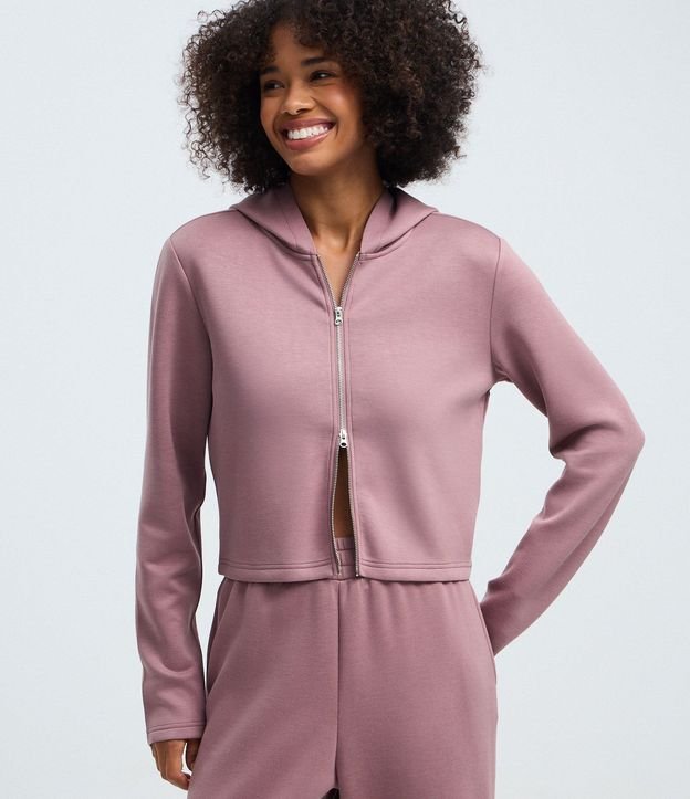 Campera en Modal con Capucha y Cierre en Cremallera 1