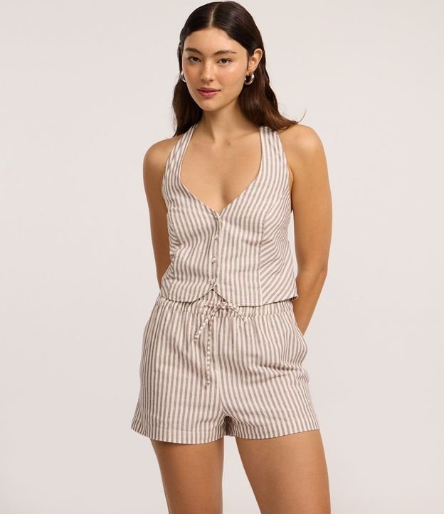 Short Runner Cintura Alta en Cotton con Rayas Verticales 2