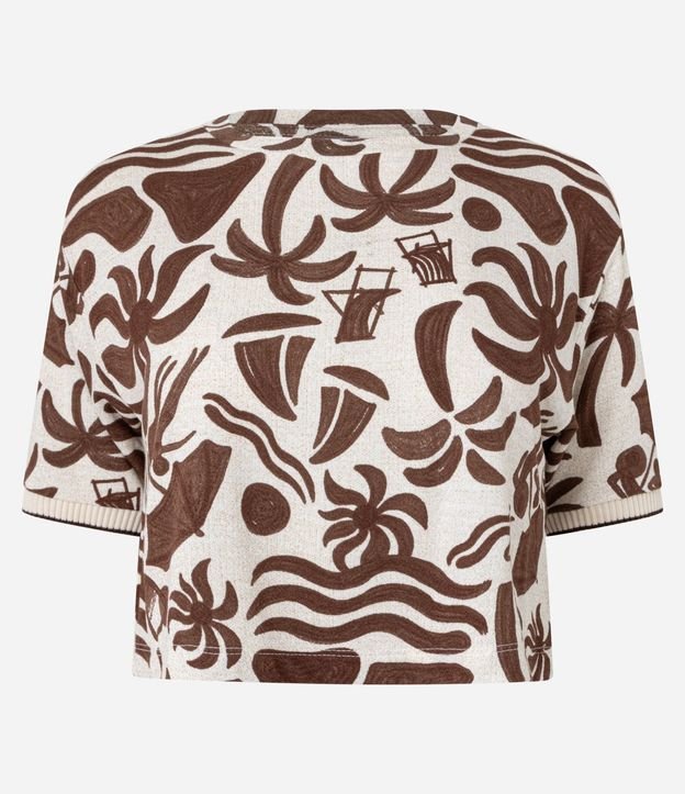 Blusa Cropped T-shirt en Viscosa con Estampa de Ícones de Playa