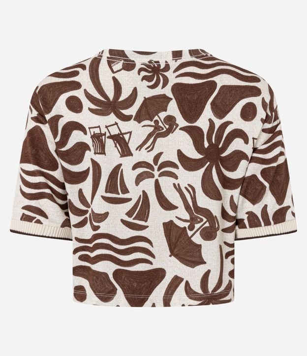 Blusa Cropped T-shirt en Viscosa con Estampa de Ícones de Playa 6