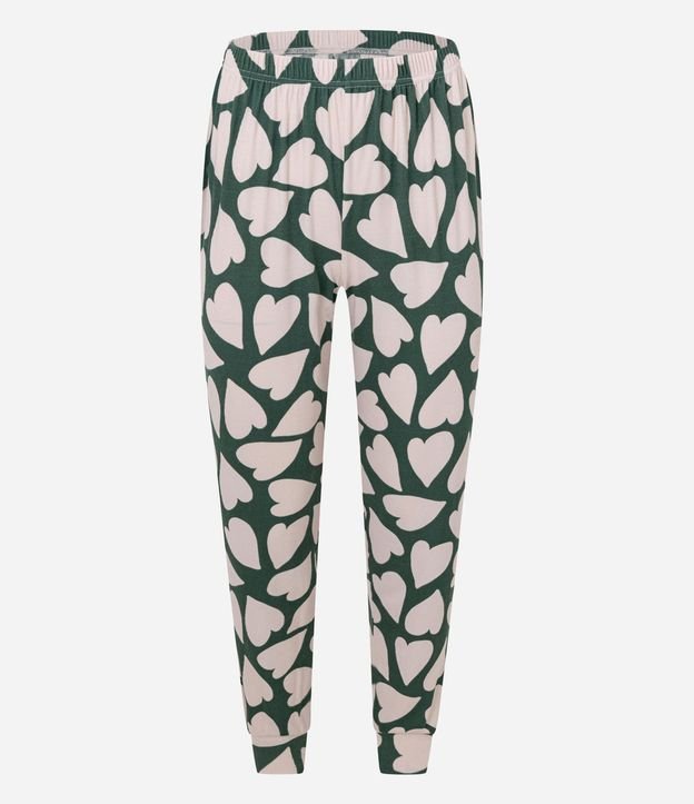 Pijama Largo en Rib con Estampado de Corazón 7