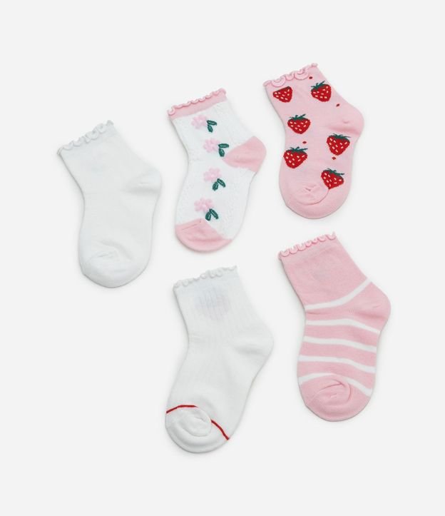 Kit 05 Medias Infantil Cano Mediano con Bordados  – Talle 19/22 a 31/34 2