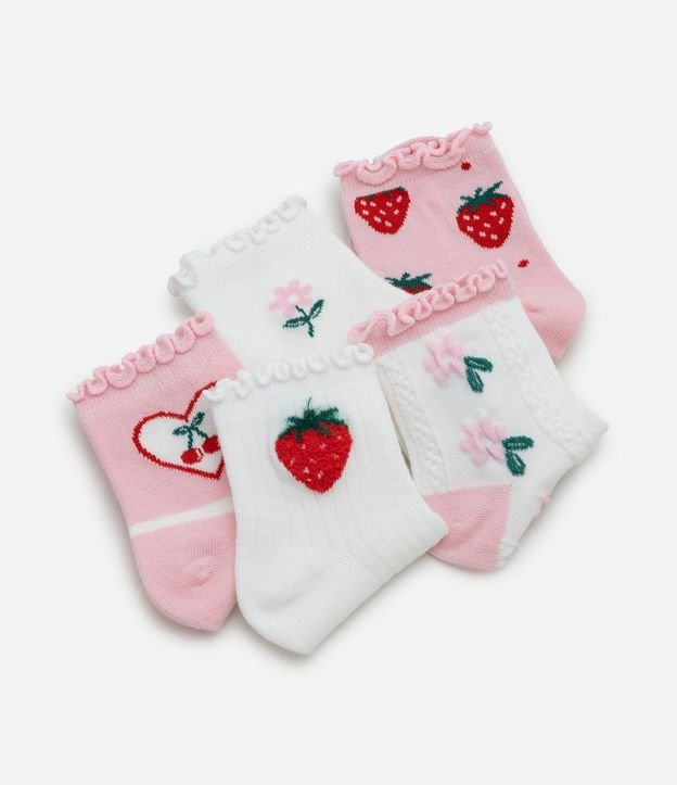 Kit 05 Medias Infantil Cano Mediano con Bordados  – Talle 19/22 a 31/34 3