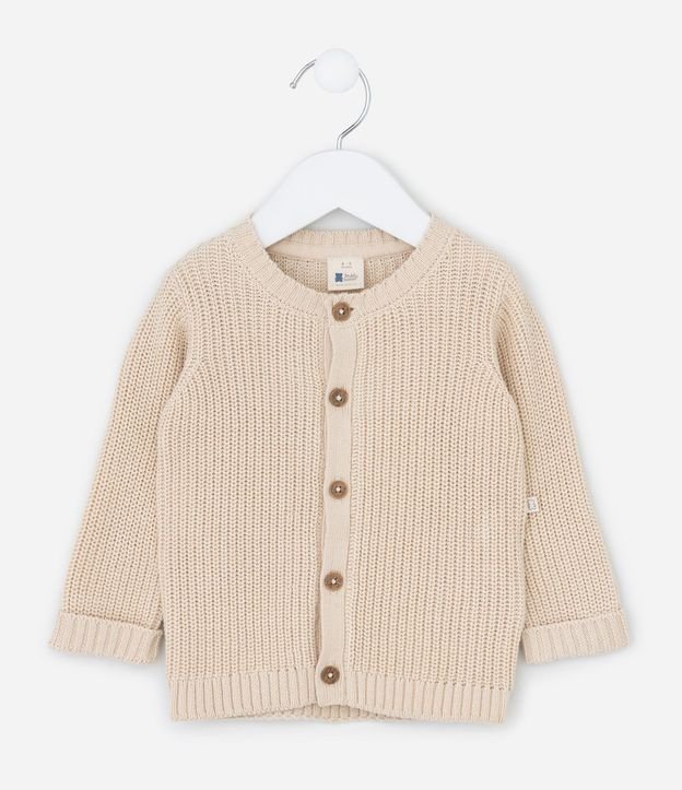 Cardigan Infantil en Punto con Bordado en la Espalda – Talle 0 a 18 Meses 3