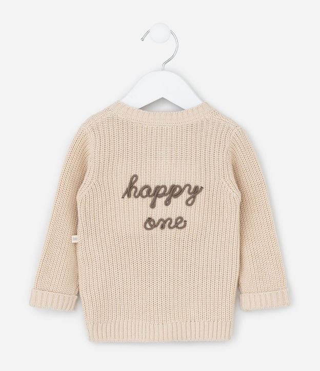 Cardigan Infantil en Punto con Bordado en la Espalda – Talle 0 a 18 Meses 4