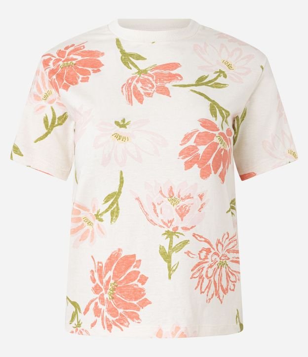 Blusa Slim en Algodón con Cuello Redondo y Estampado Floral 7