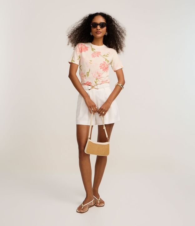 Blusa Slim en Algodón con Cuello Redondo y Estampado Floral 3