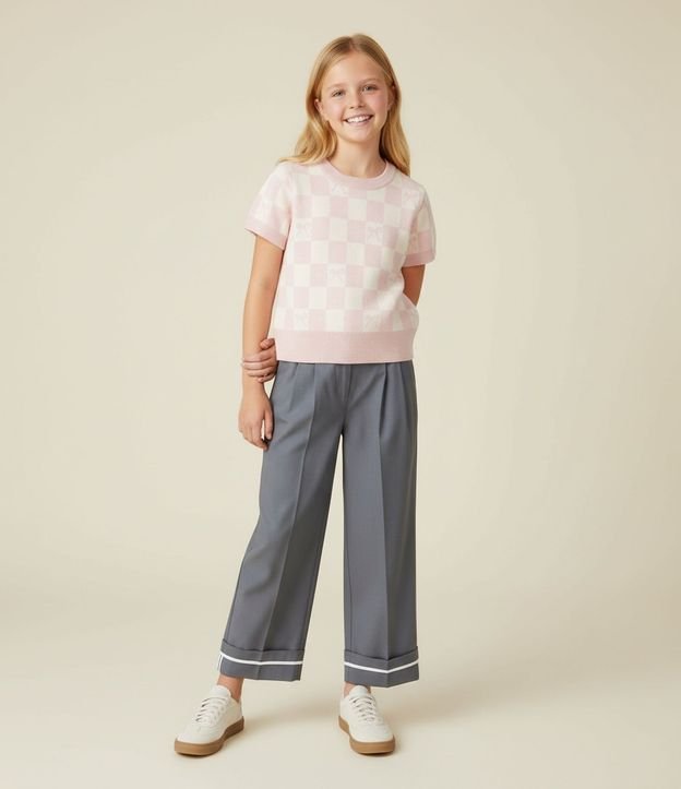 Pantalón Infantil Wide en Sastrería con Ruedo Plegado – Talle 5 a 14 años