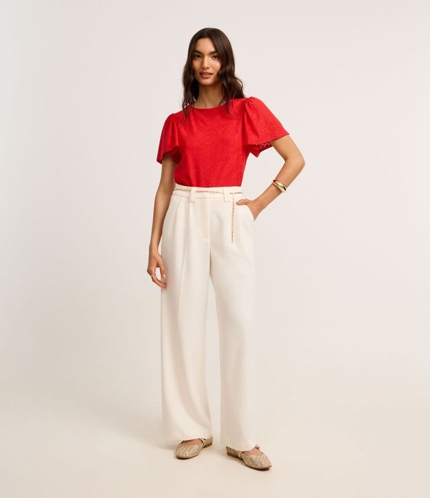 Blusa en Laise con Manga Abullonada y Bordado Cutout 2