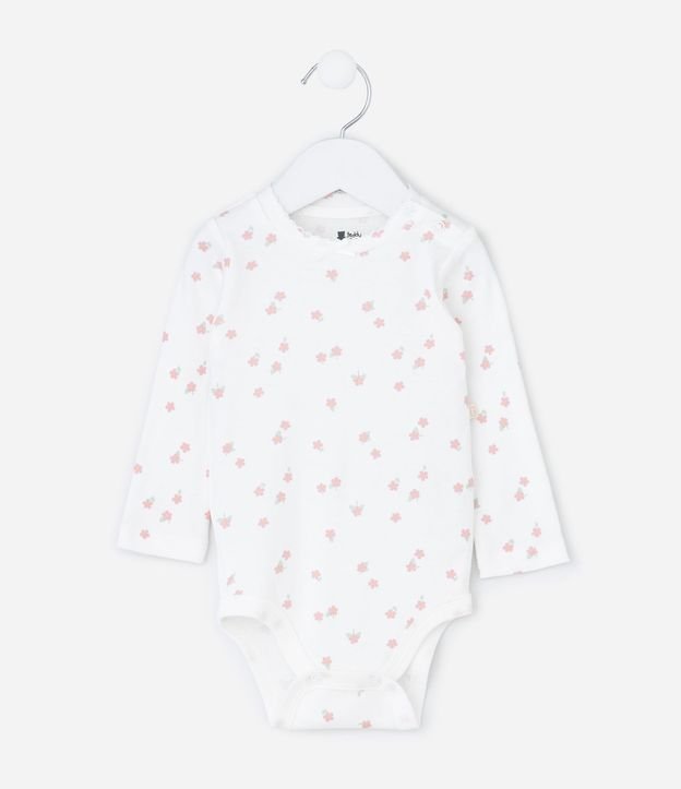 Conjunto Infantil Floral con Body y Pantalón Osito – Talle RN a 18 Meses