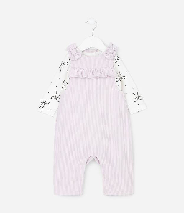 Conjunto Infantil Body y Peto en Coctel con Moñitas – Talle 0 a 18 Meses 2