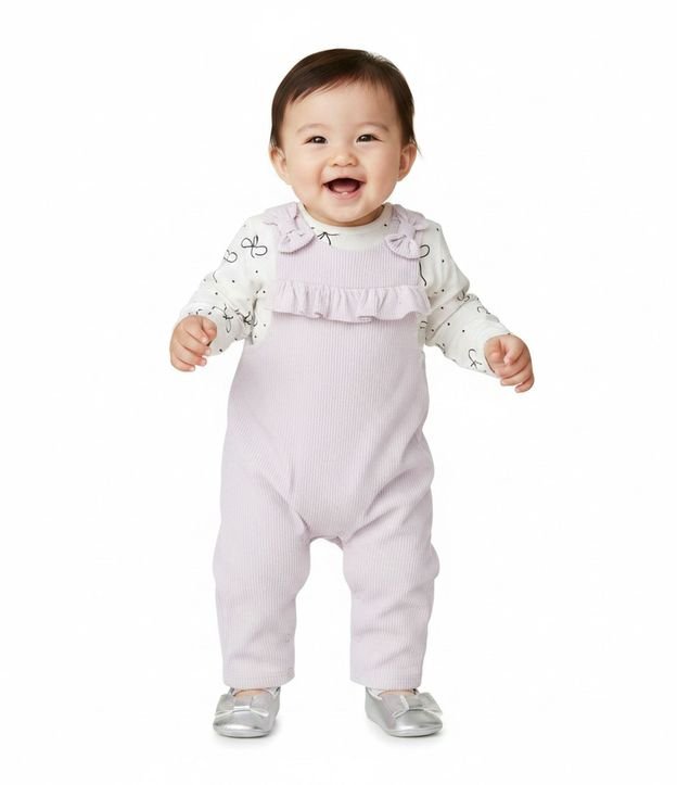 Conjunto Infantil Body y Peto en Coctel con Moñitas – Talle 0 a 18 Meses 1