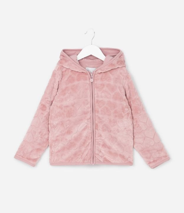 Campera Infantil en Fleece con Capucha y Relieve de Corazones – Talle 5 a 16 años 2