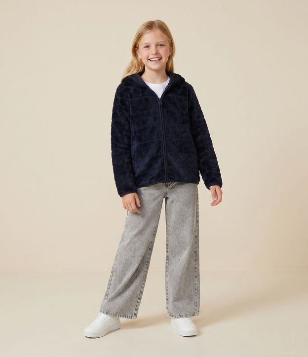 Campera Infantil en Fleece con Capucha y Relieve de Corazones – Talle 5 a 16 años